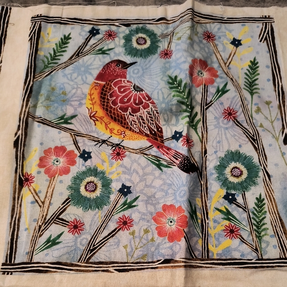 Floral flight pillow panel. Birds butterfly flowers dragonfly - Picture 5 of 10